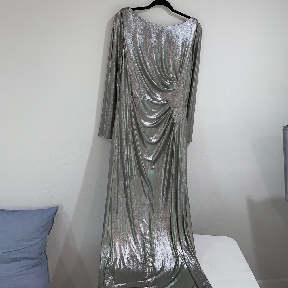 Elegant Silver Evening Gown